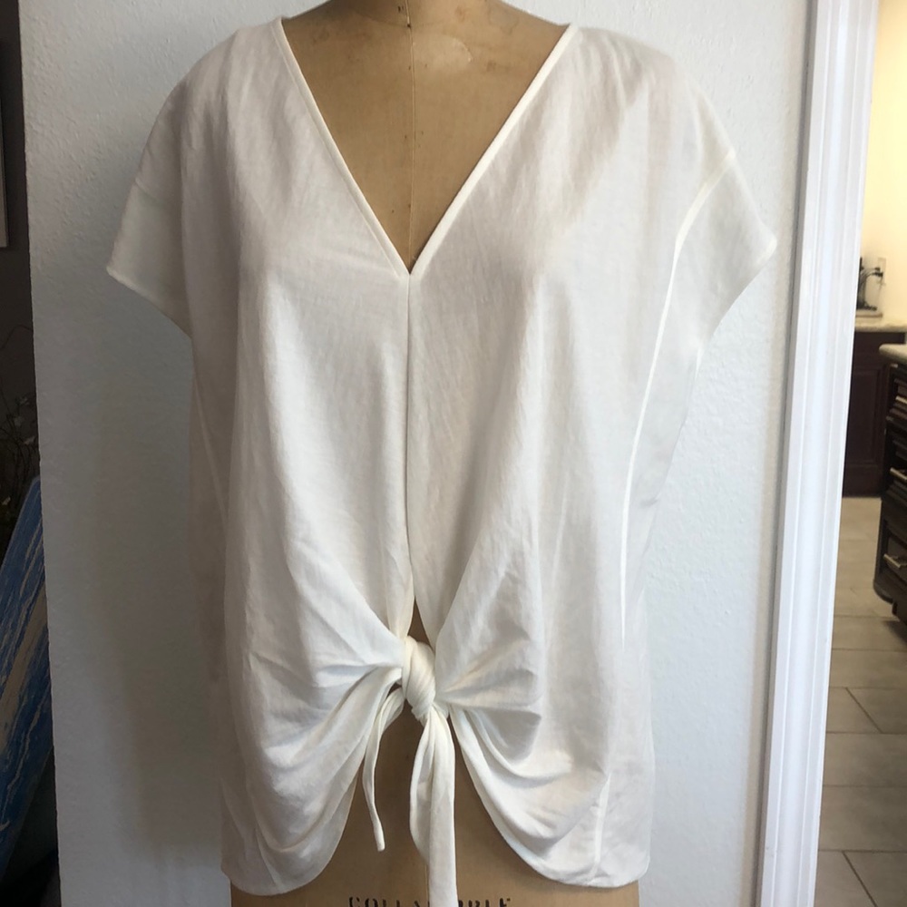 White Zara tunic top with tie front